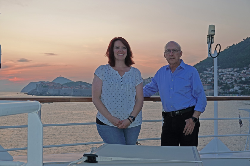 Becky & Jim on Le Lyrial Leaving Dubrovnik at Sunset