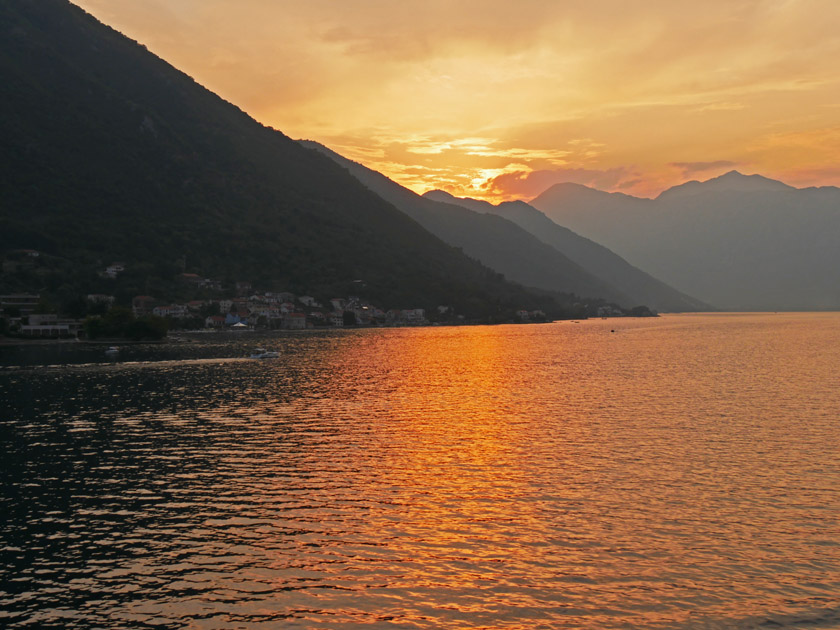 Sunset, Sailing from Kotor