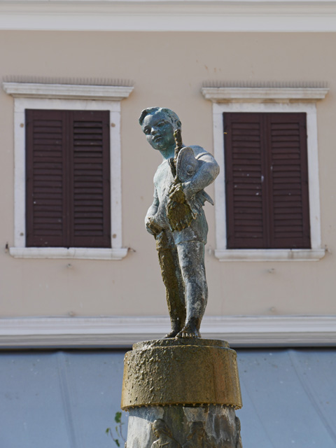 Boy with Fish Fountain in Main Square, Rovinj