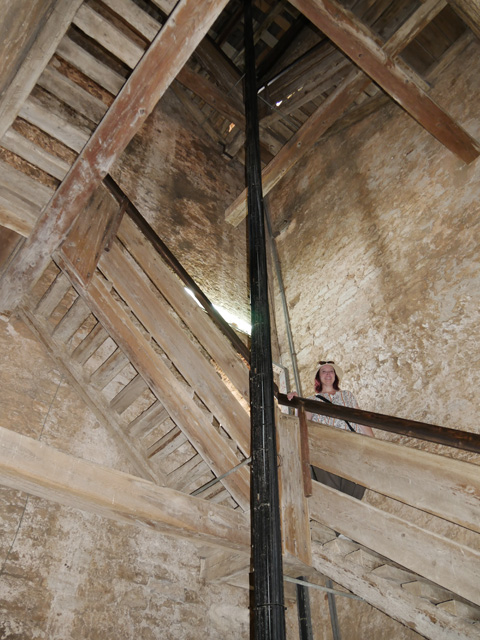 Becky Climbing the Bell Tower Stairs of St. Euphemia's Church, Rovinj