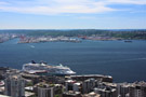 Cruise Ship in Port at Seattle from Space Needle