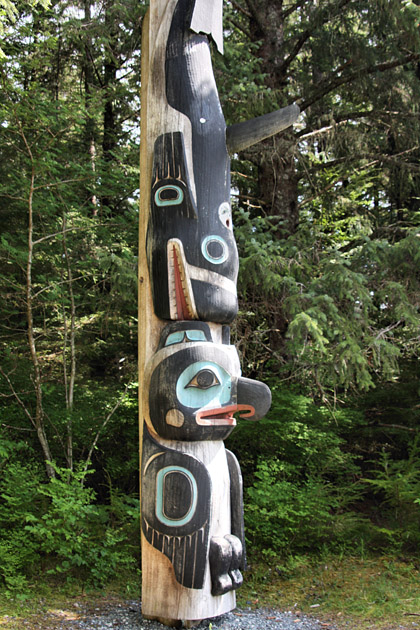 Eagle and Whale Detail on Totem Pole