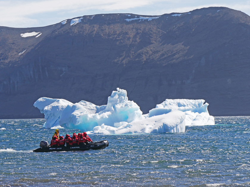 Zodiac Cruising Among Icebergs Off Devil Island