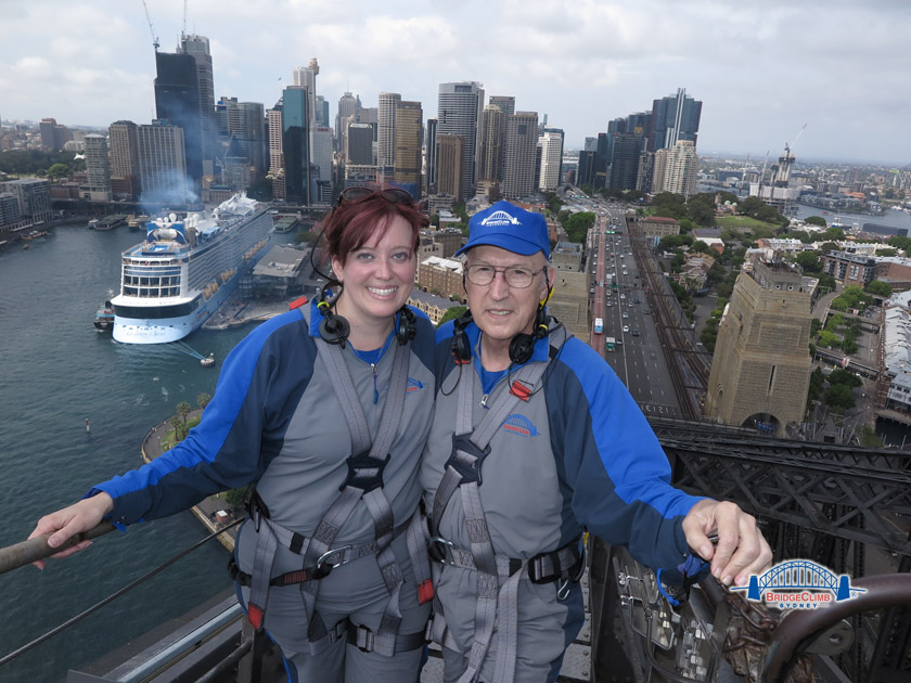 Becky and Jim at Top of Sydney Harbor Bridge