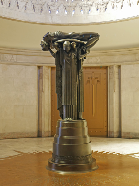 Sculpture Sacrifice in Hall of Silence, ANZAC War Memorial, Hyde Park, Sydney