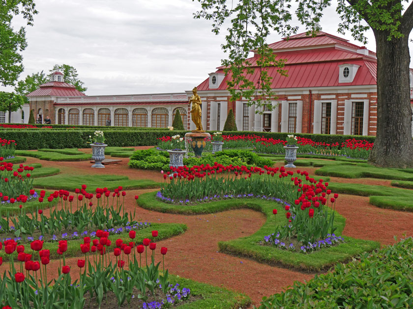 Monplaisir Palace and Gardens in Peterhof, St. Petersburg