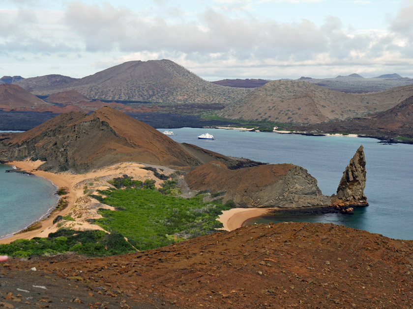 Pinnacle Rock, Bartolomé and Santiago Islands from Bartolomé Trail