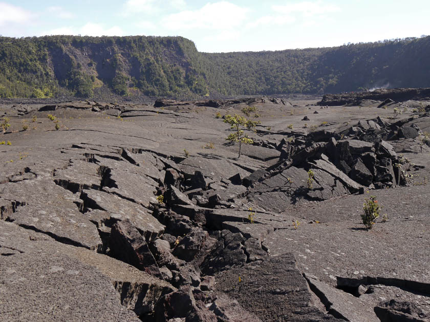 Lava Piles and Fissures in Kilauea Iki Crater