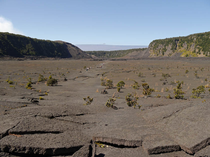 Hikers in Kilauea Iki Crater