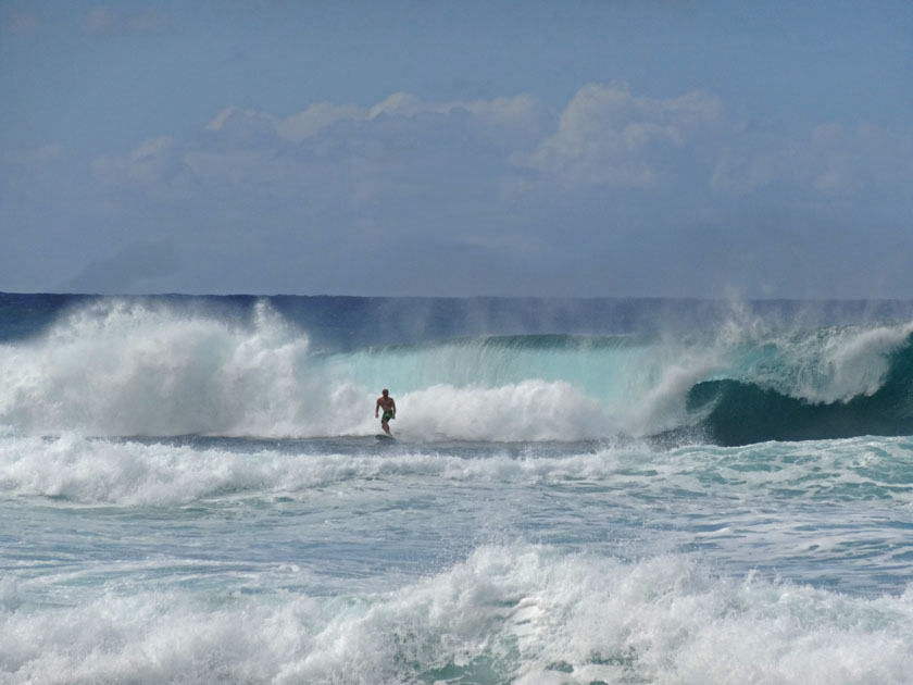 Surfer at the Banzai Pipeline