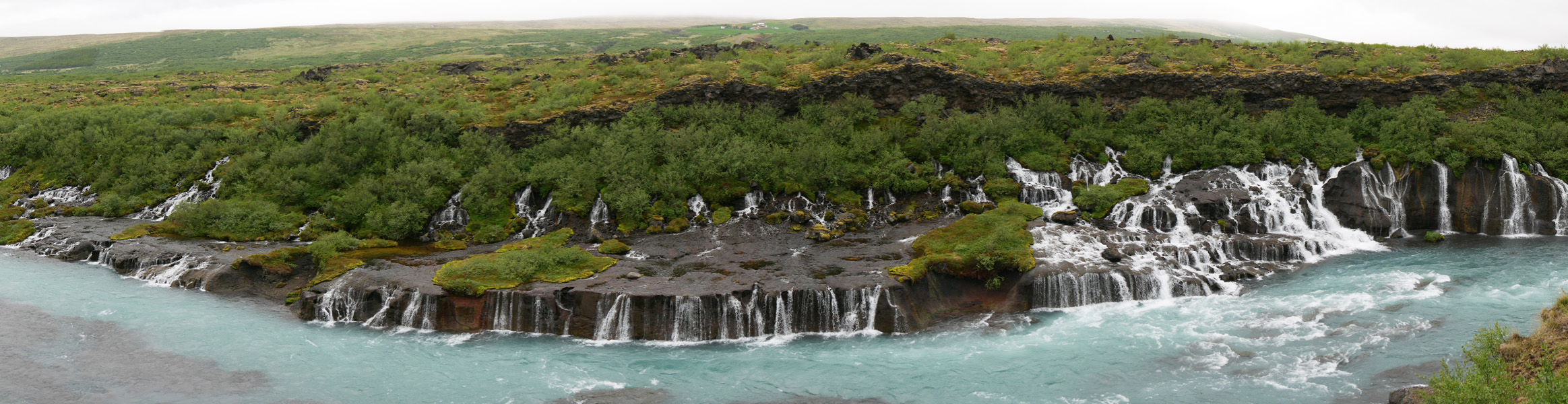 Hraunfossar Falls Panorama