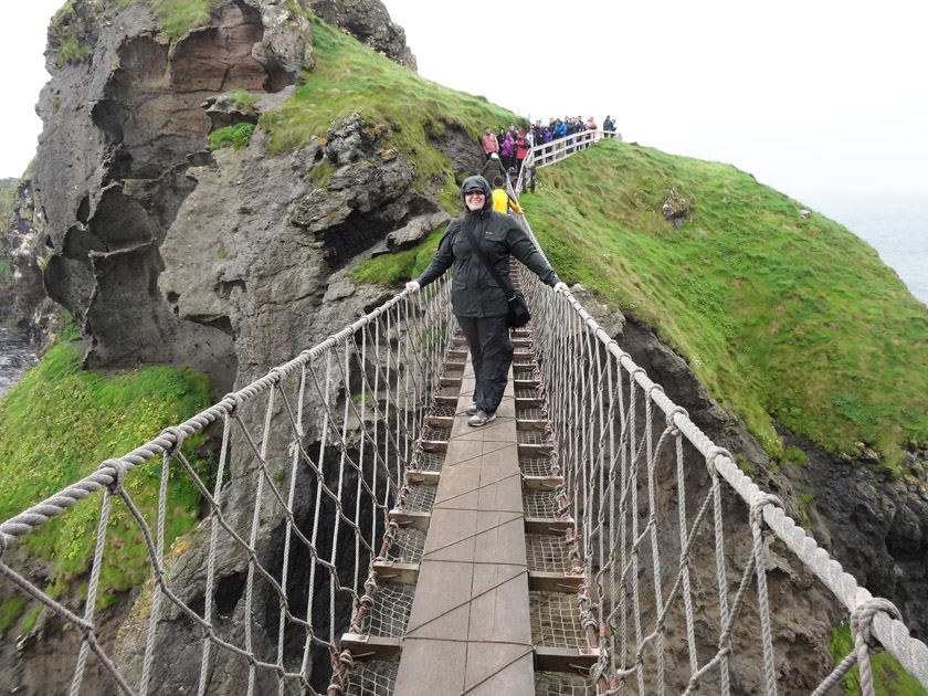 Becky on Carrick-a-Rede Rope Bridge