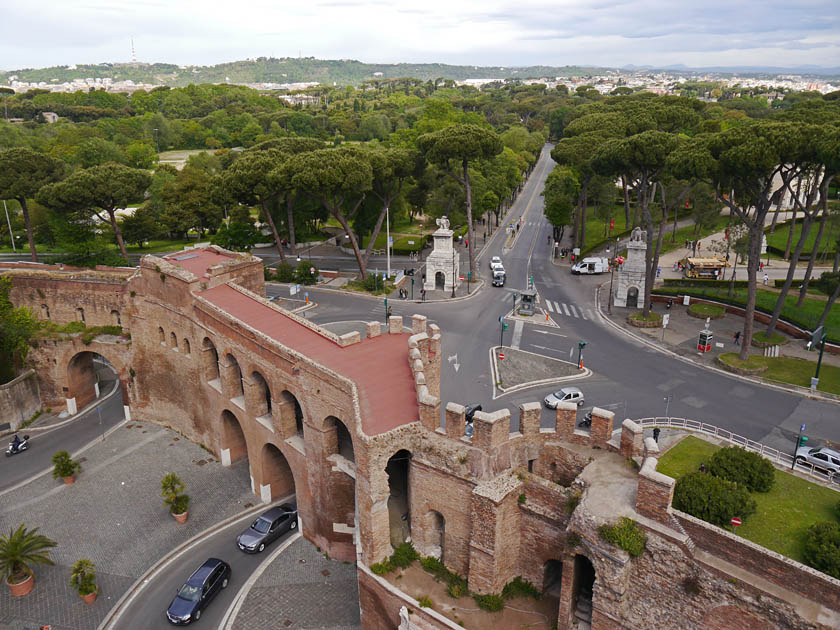 Porta Pinciana and Aurelian Wall from Marriott Hotel Terrace