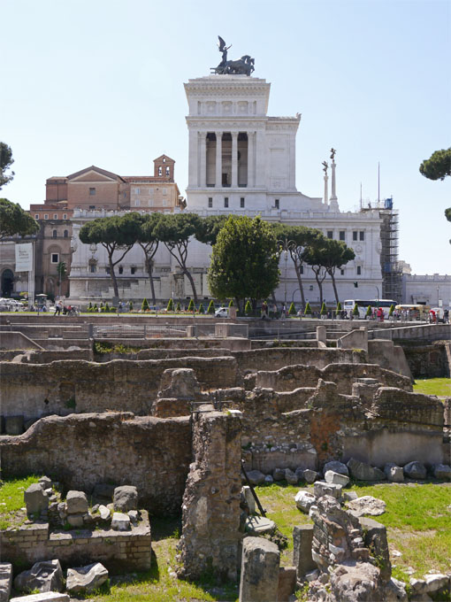 Monument of Victor Emanuele over Trajan's Forum Ruins