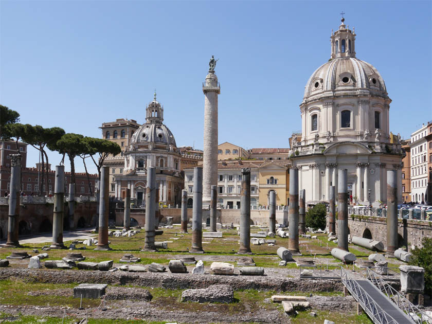 Trajan's Column and Forum with Saint Maria di Loretto & Sacred Name of Maria Churches