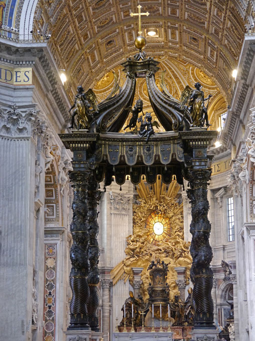 Bernini's Canopy Over Papal Altar with Papal Throne in Background