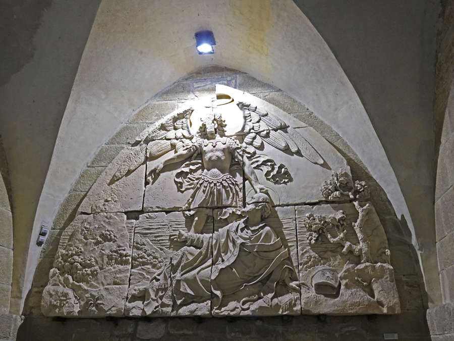 St. Michel and Bishop Aubert Sculpture, Mont-Saint-Michel