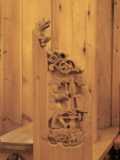 Pew Carving, Fantoft Stave Church, Bergen