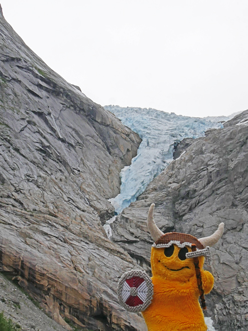 Mr. Happy at Briksdal Glacier