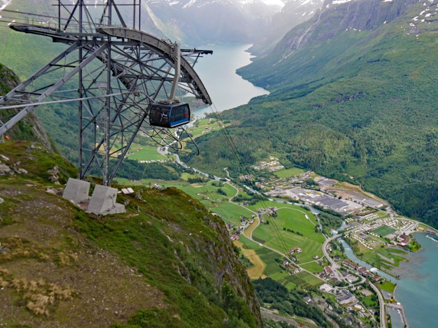 Loen Skylift Cable Car Tower at top of Mount Hoven, Loen, Norway