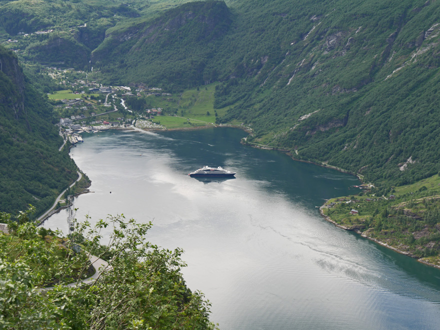 View of Le Dumont d'Urville in Harbor at Geirander