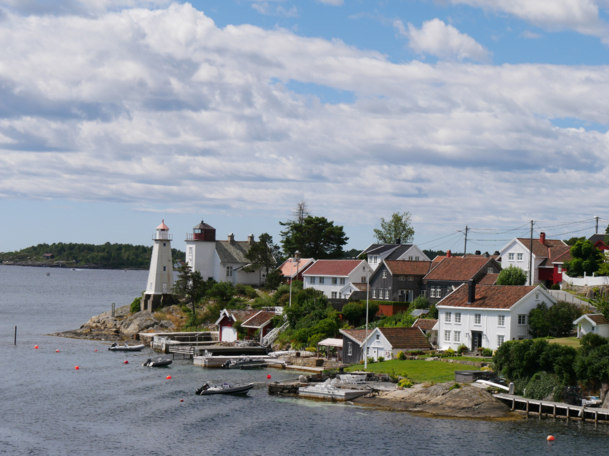 Town of Arendal w/Sandvigodden Lighthouse, Arendal