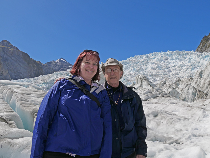 Becky & Jim Hiking on Franz Josef Glacier