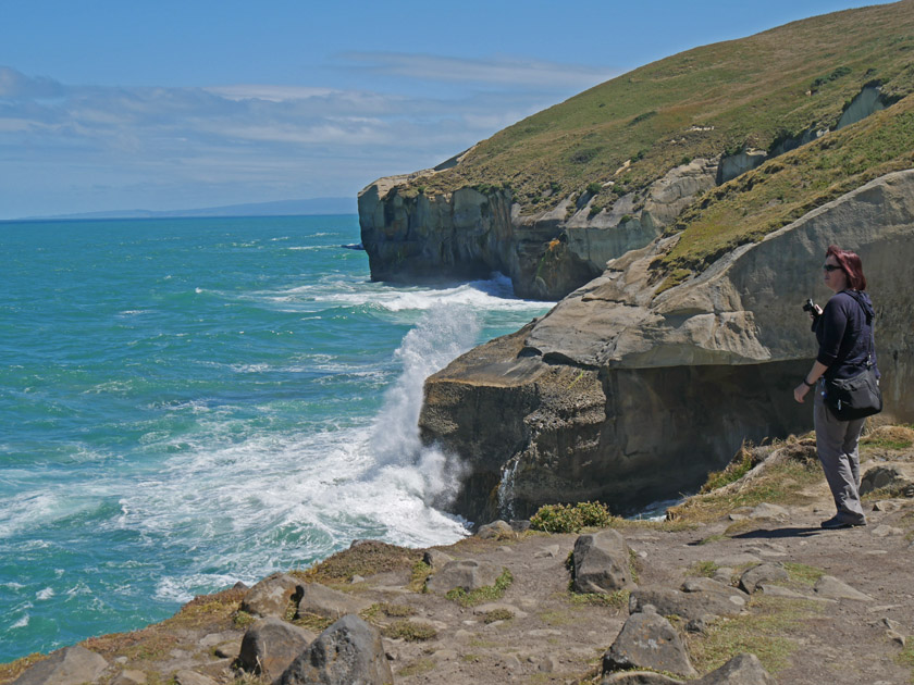 Becky at Tunnel Beach, Dunedin