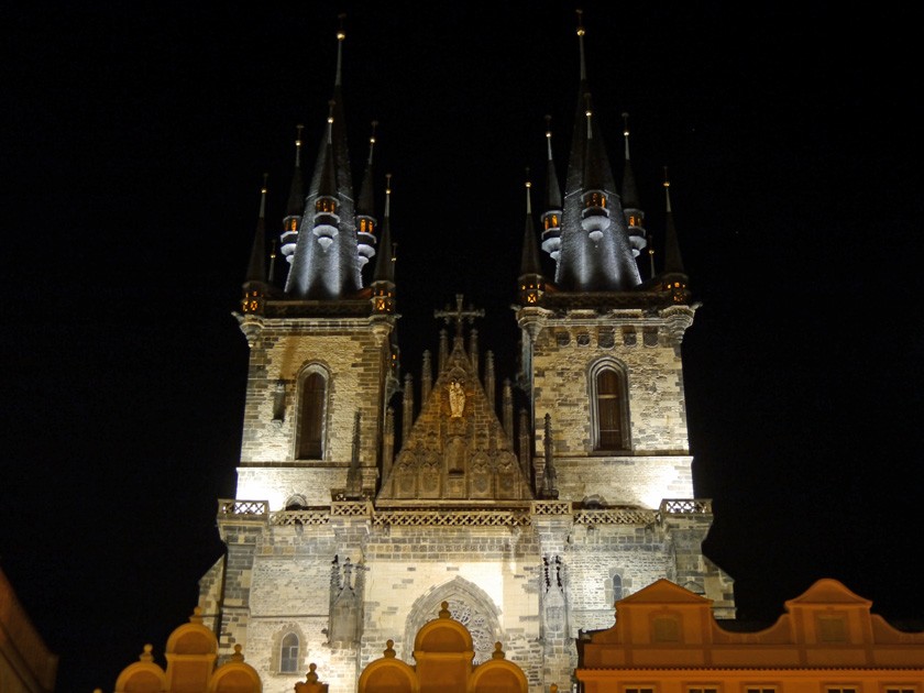 Spires of the Church of Our Lady before Tyn at Night