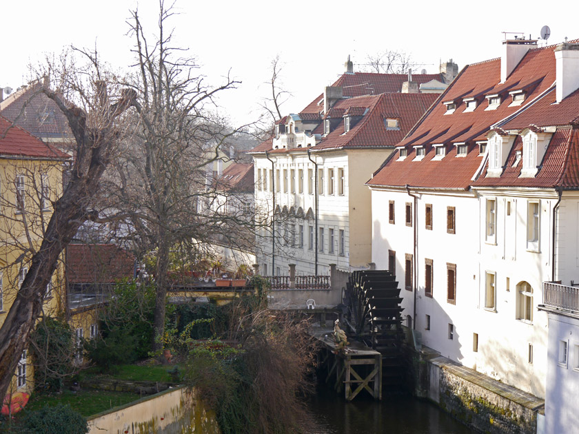 Grand Priory Mill Wheel on Canal in Malá Strana