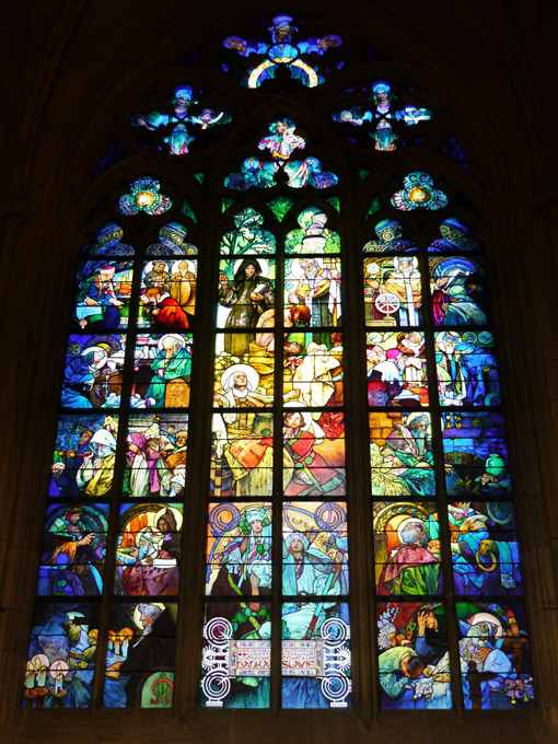 Alfons Mucha Stained Glass Window in Archbishop's Chapel of St. Vitus Cathedral