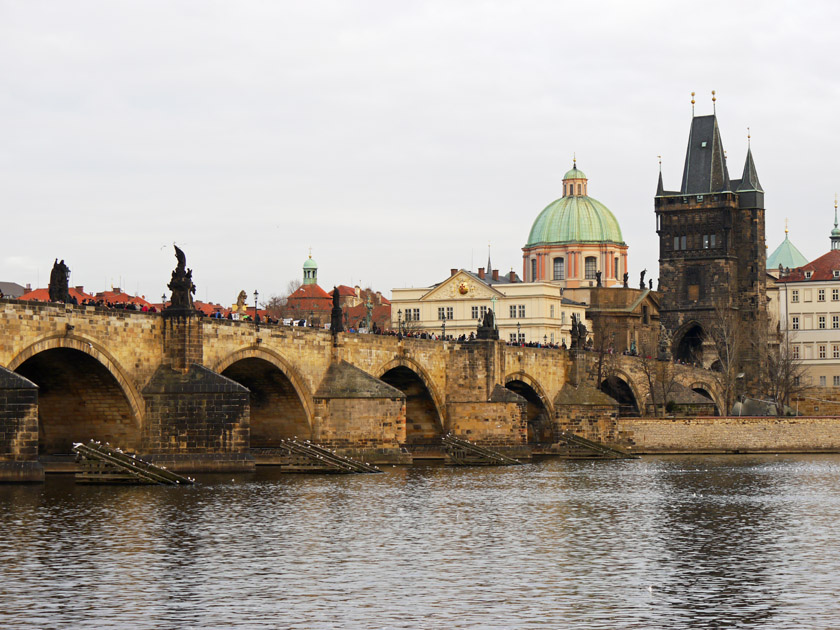 Charles Bridge and Old Town Bridge Tower, View from Kampa Island