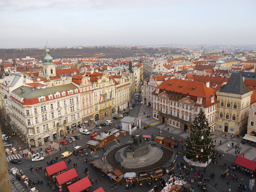 Old Town Square and Christmas Market, View from the Old Town Clock Tower