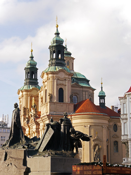 Jan Hus Statue and Church of St. Nicholas (Old Town)