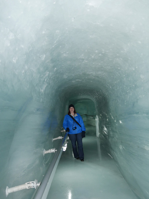 Becky in Ice Palace Tunnel at Jungfraujoch