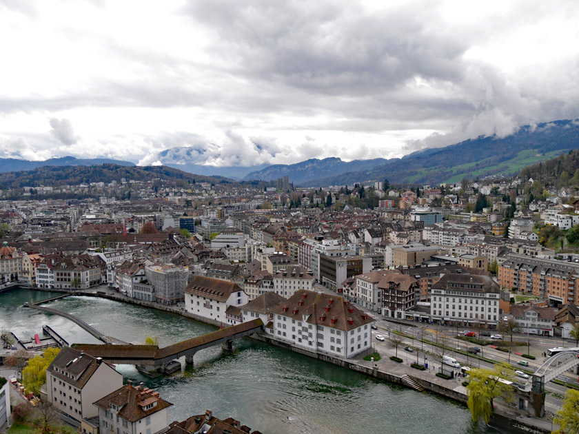 Lucerne and Reuss River from Top of Männliturm