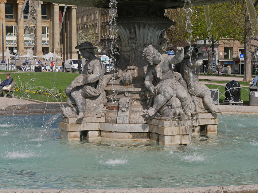 Statues at Base of Schlossplatz Fountain, Stuttgart