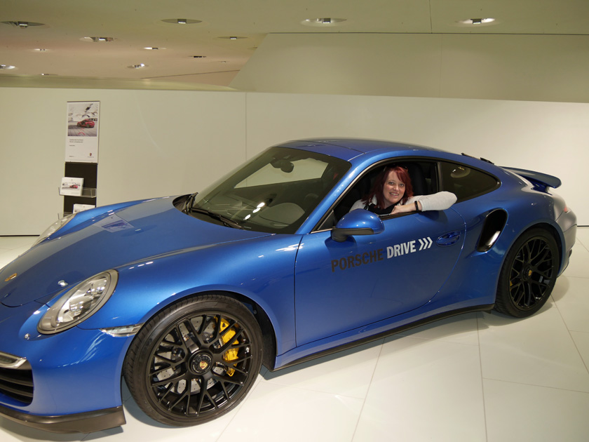 Becky at Porsche Museum, Stuttgart