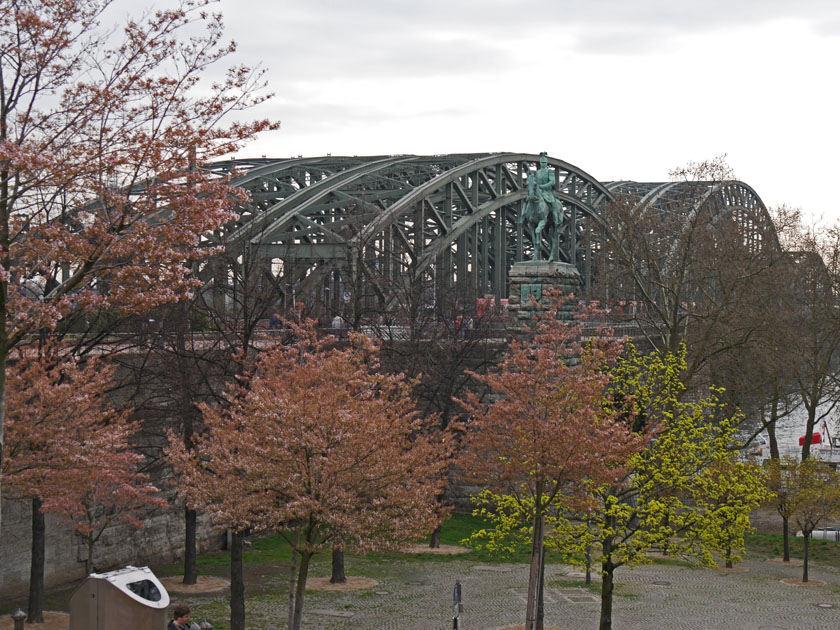 Hohenzollern Bridge and Kaiser Wilhelm II Statue