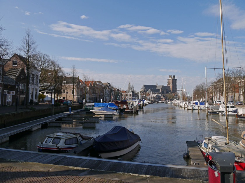 Dordrecht Canal Scene with Grote Kerk