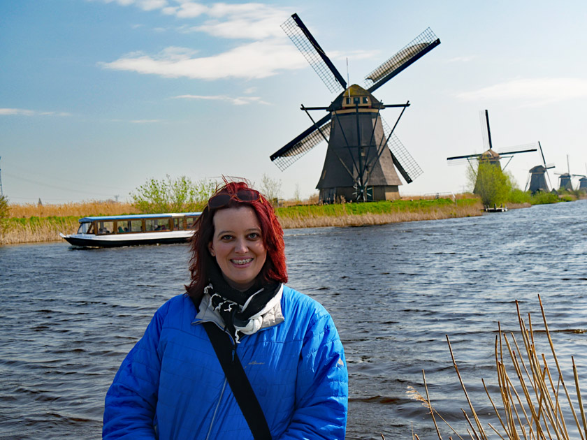 Becky at Kinderdijk