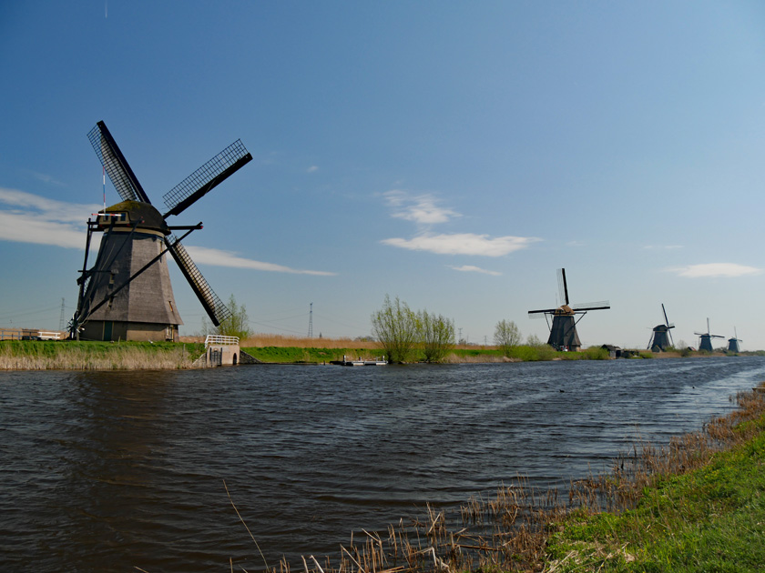 Village of Kinderdijk Canal and Windmills