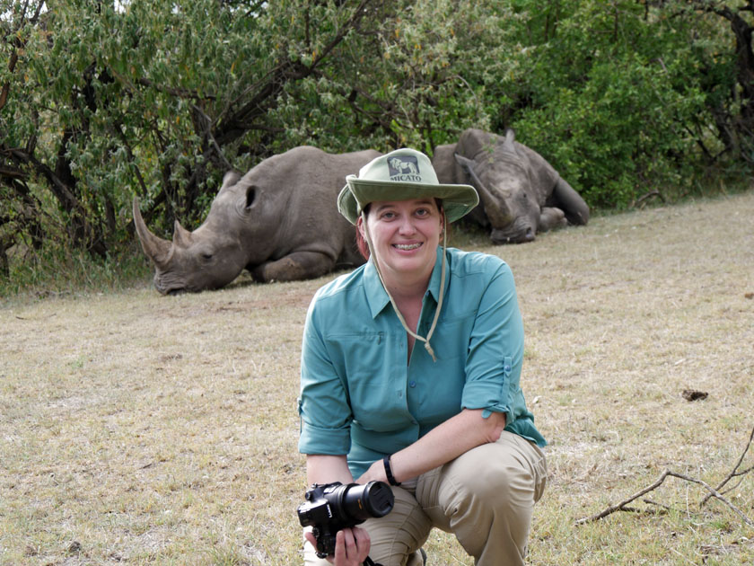 Becky & White Rhinoceroses, Maasai Mara