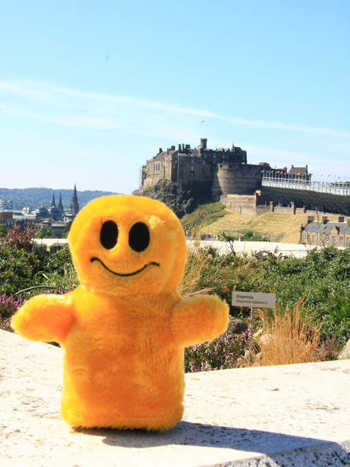 Mr. Happy at Camera Obscura Overlooking Edinburgh Castle