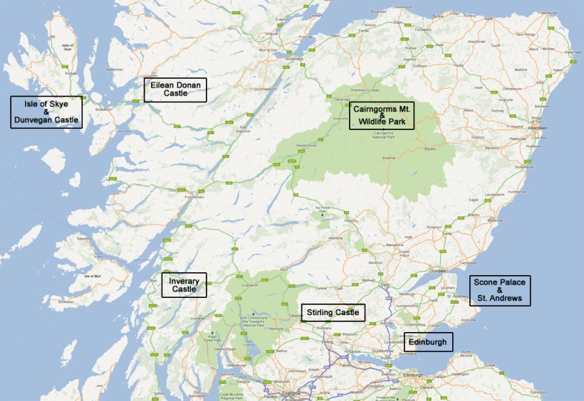 Map of Scotland Trip