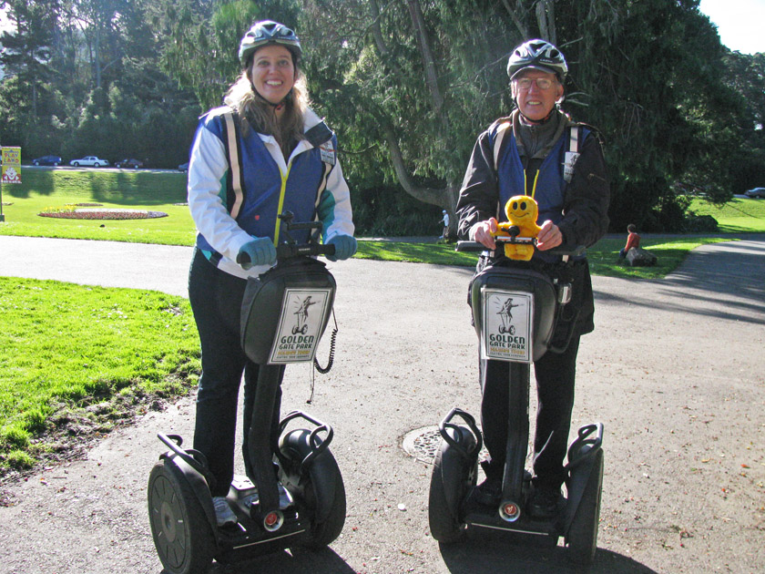 Becky, Jim and Mr. Happy on Segways, Golden Gate Park