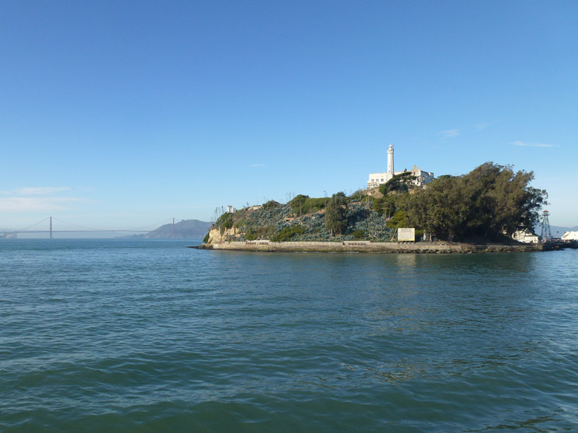 Alcatraz and Golden Gate Bridge from Cruise Ship