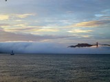 Fog Covering the Golden Gate Bridge at Sunset