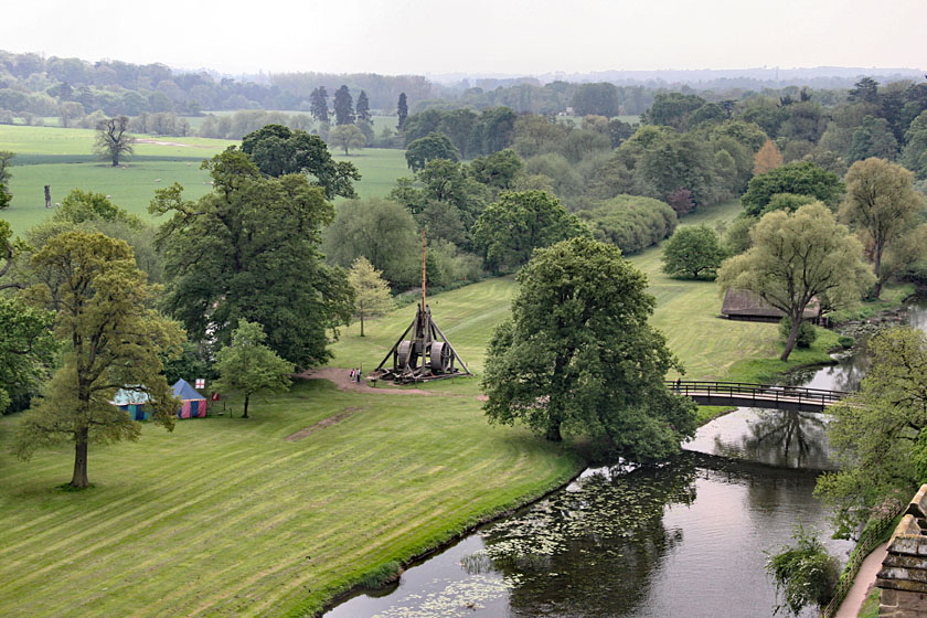 Warwick Castle Trebuchet on River Island