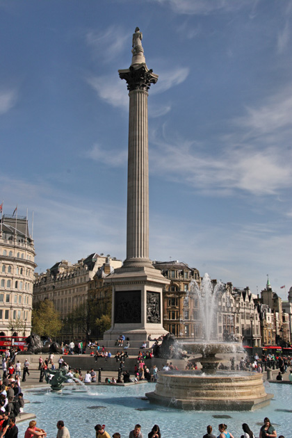 Trafalgar Square Fountain and Lord Nelson Tower